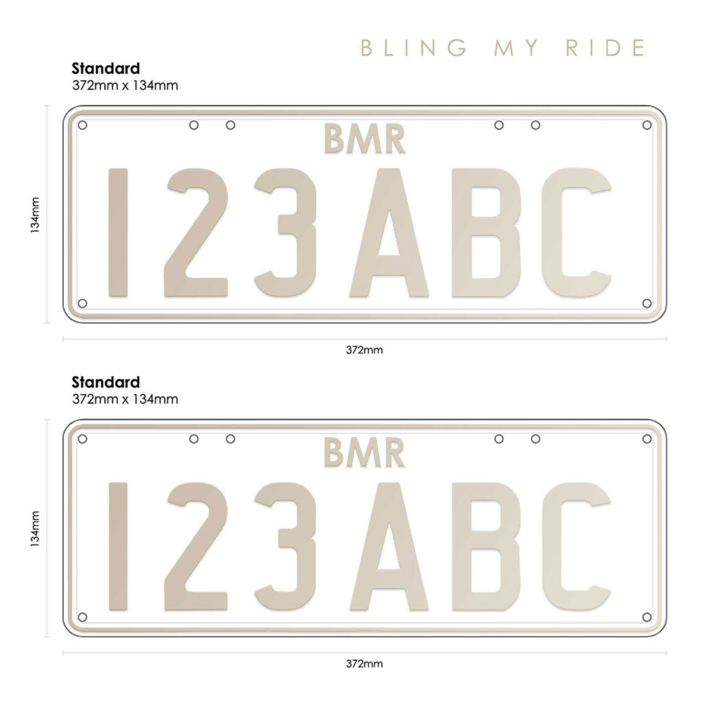 Bling My Ride standard size Adelaide and Sydney number plate frames