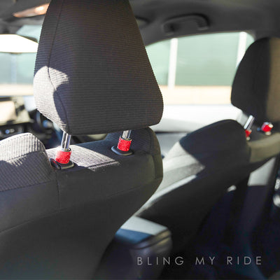 Bling My Ride red candy headrest collars with rhinestones